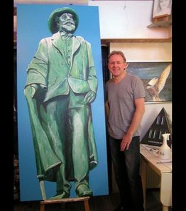 Holger Drachmann målte i højde 198 cm, selve maleriet er 210 cm der skulle lige være plads til hatten. fra år 2007